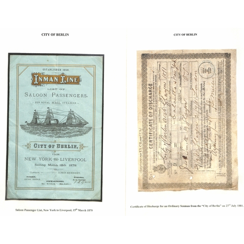 590 - Ephemera. 1874-99 Printed ephemera including passenger lists (25), menus (4), abstracts of ships log... 