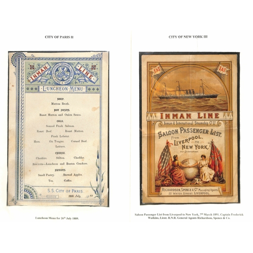 590 - Ephemera. 1874-99 Printed ephemera including passenger lists (25), menus (4), abstracts of ships log... 