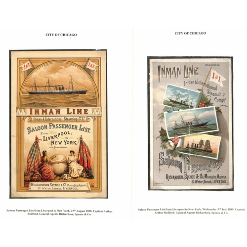 590 - Ephemera. 1874-99 Printed ephemera including passenger lists (25), menus (4), abstracts of ships log... 