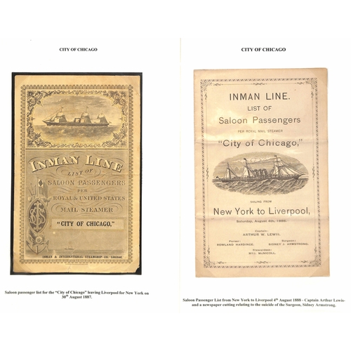 590 - Ephemera. 1874-99 Printed ephemera including passenger lists (25), menus (4), abstracts of ships log... 