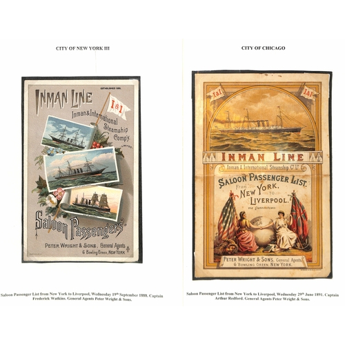 590 - Ephemera. 1874-99 Printed ephemera including passenger lists (25), menus (4), abstracts of ships log... 