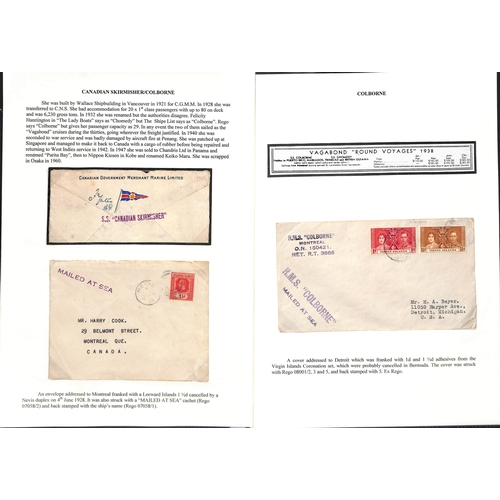 665 - 1928-88 Covers and cards posted on various ships with cachets and Paquebots (24); 1942 card from Flo... 