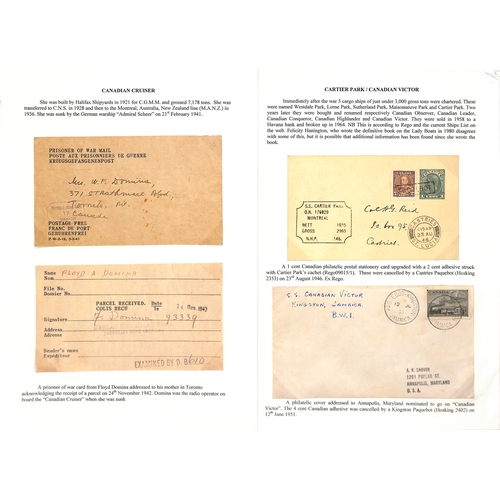 665 - 1928-88 Covers and cards posted on various ships with cachets and Paquebots (24); 1942 card from Flo... 