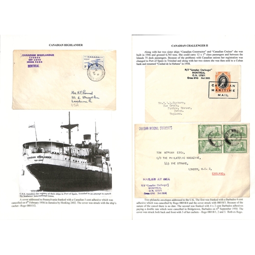 665 - 1928-88 Covers and cards posted on various ships with cachets and Paquebots (24); 1942 card from Flo... 