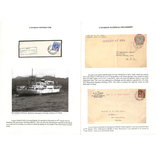 665 - 1928-88 Covers and cards posted on various ships with cachets and Paquebots (24); 1942 card from Flo... 