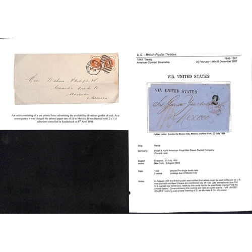 565 - Mexico/G.B. 1858-72 Entire letters (2) and a cover from G.B to Mexico endorsed 