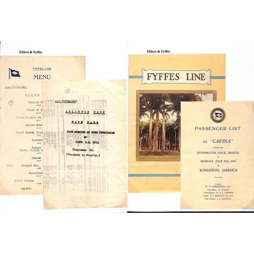 668 - Ephemera. 1921-61 Advertising brochures and timetables (12), ship plans (3), menus (7), passenger li... 