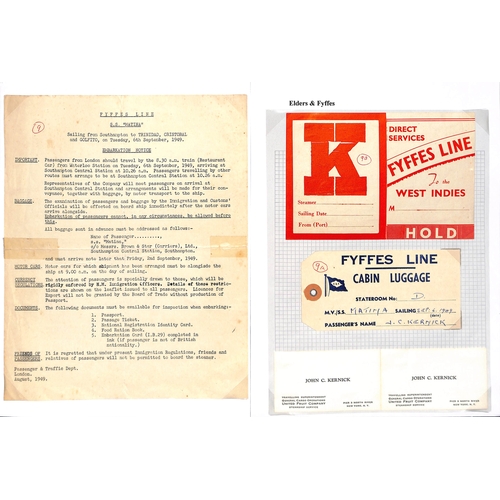 668 - Ephemera. 1921-61 Advertising brochures and timetables (12), ship plans (3), menus (7), passenger li... 