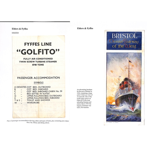 668 - Ephemera. 1921-61 Advertising brochures and timetables (12), ship plans (3), menus (7), passenger li... 