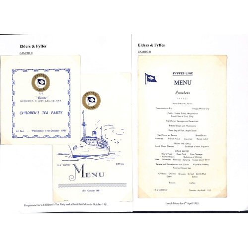 668 - Ephemera. 1921-61 Advertising brochures and timetables (12), ship plans (3), menus (7), passenger li... 