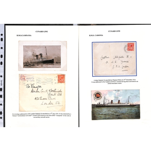 705 - 1914-18 Covers and cards from various British, U.S or German ships and picture postcards of ships, i... 