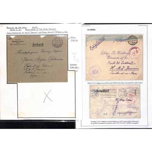 729 - Ivernia. 1914-15 Covers and cards comprising stampless Feldpost cover from Germany to Frith Hill wit... 