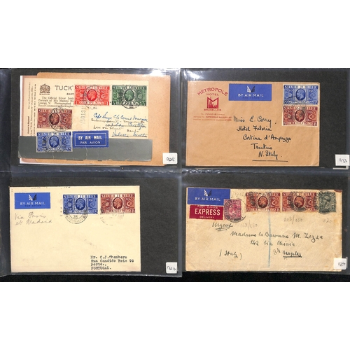 775 - G.B/Europe. 1935 Covers (17) and postcards (4) from G.B to Europe including set on First Day postcar... 