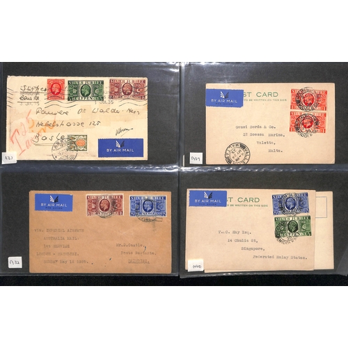 775 - G.B/Europe. 1935 Covers (17) and postcards (4) from G.B to Europe including set on First Day postcar... 