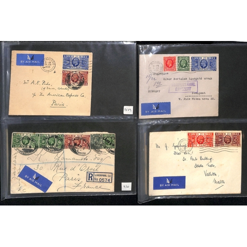 775 - G.B/Europe. 1935 Covers (17) and postcards (4) from G.B to Europe including set on First Day postcar... 