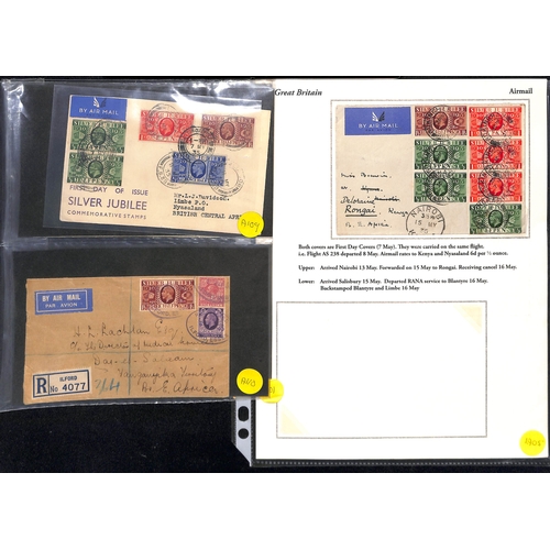 776 - G.B/Africa. 1935 Covers and cards from G.B to Africa including May 7th F.D.Cs flown to Nyasaland (se... 