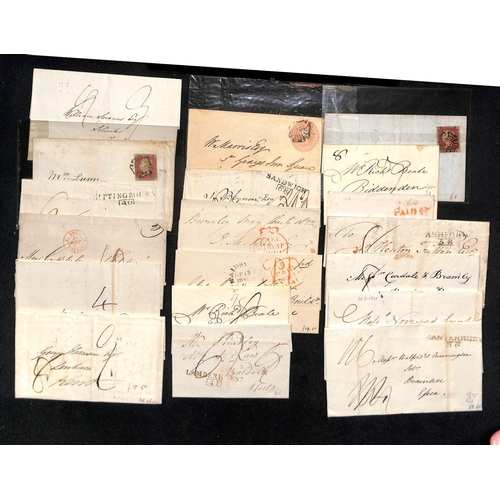 303 - c.1801-58 Entire letters and covers, prestamp and stampless, Penny Posts, undated circles (23) and o... 