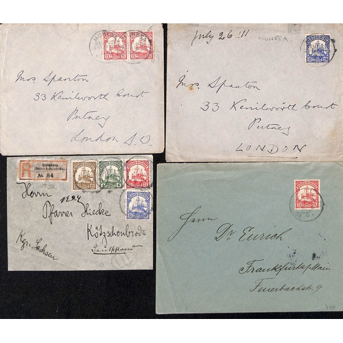 1054 - 1903-15 Covers bearing Yacht issues with registered covers from Usumbura to Germany franked 2½h... 