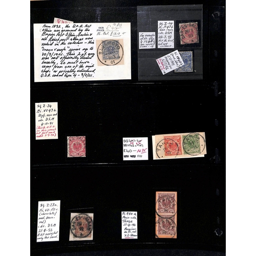 1045 - 1891-1901 Germany stamps (4) and pieces (10, bearing fourteen stamps), comprising 1890-99 2m dull ro... 