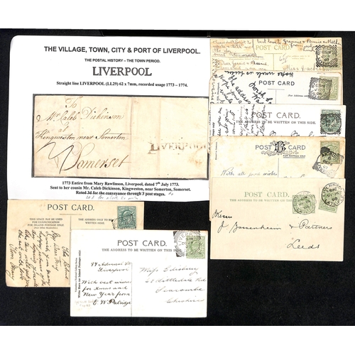 308 - Liverpool. 1773-1907 Entire letters, covers and cards, with 1773 