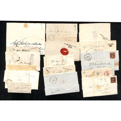 317 - 1750-1857 Entire letters, covers and a few fronts including prestamp (69), undated circles (20), str... 