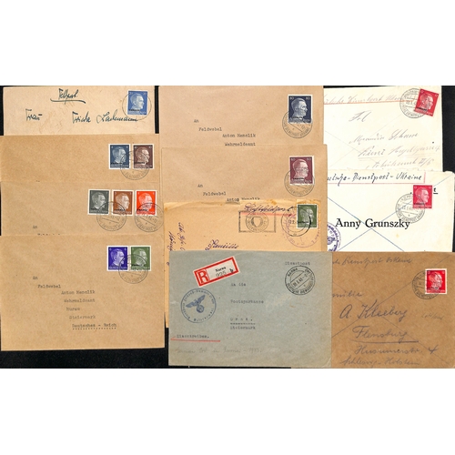 1364 - World War Two. 1942-43 Official Deutsche Dienstpost covers (8, three registered) and Feldpost covers... 