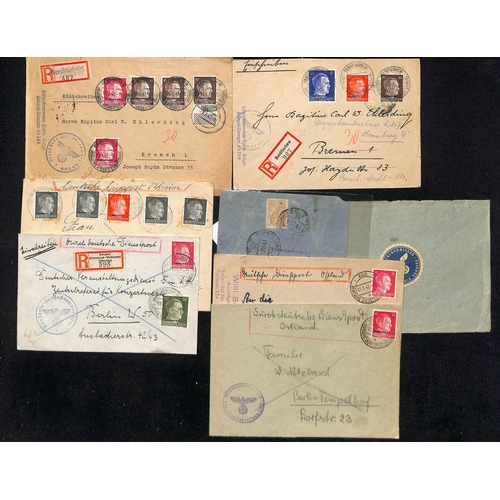 1364 - World War Two. 1942-43 Official Deutsche Dienstpost covers (8, three registered) and Feldpost covers... 