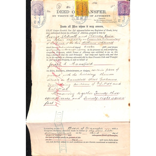 1378 - Cape of Good Hope - Revenues. 1883 Transfer Deeds bearing various revenues to the 12/- value (12 sta... 