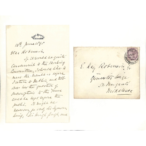 1405 - Lord Roberts. 1898 Letters to E. Kay Robinson, regarding the proposed Indian Heroes Fund and the exi... 