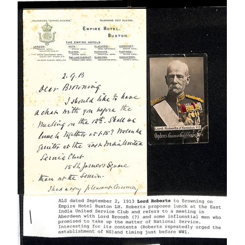 1406 - Lord Roberts. 1899-1914 Letters (10) and a telegram all signed by Roberts, also a signed note, three... 