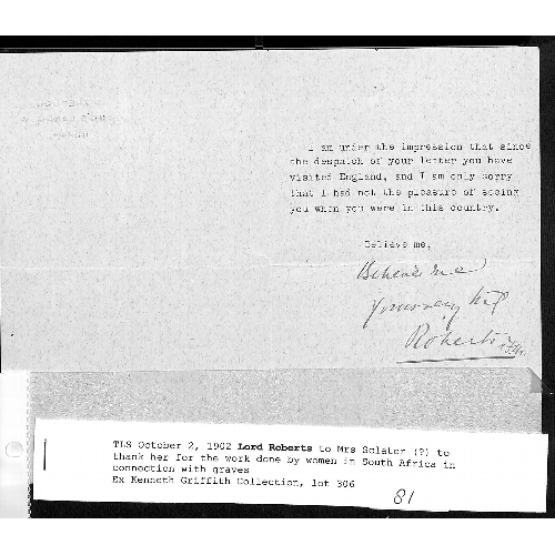 1406 - Lord Roberts. 1899-1914 Letters (10) and a telegram all signed by Roberts, also a signed note, three... 