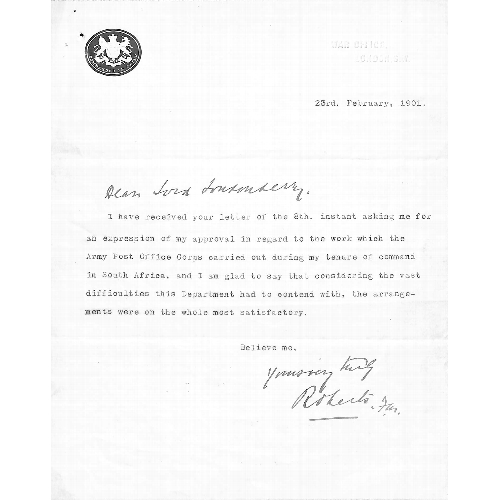 1406 - Lord Roberts. 1899-1914 Letters (10) and a telegram all signed by Roberts, also a signed note, three... 