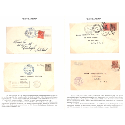 666 - Lady Boats. 1928-52 Covers and cards posted on the five Lady Boats with various cachets and Paquebot... 