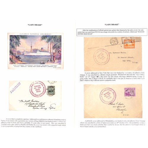 666 - Lady Boats. 1928-52 Covers and cards posted on the five Lady Boats with various cachets and Paquebot... 