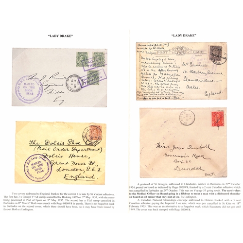 666 - Lady Boats. 1928-52 Covers and cards posted on the five Lady Boats with various cachets and Paquebot... 