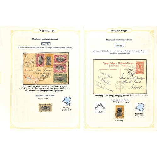 937 - 1909-22 Covers and cards with 'Congo Belge' overprints or Mols issues, the study of the cancellation... 