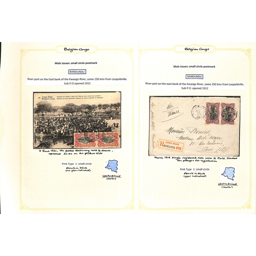 937 - 1909-22 Covers and cards with 'Congo Belge' overprints or Mols issues, the study of the cancellation... 