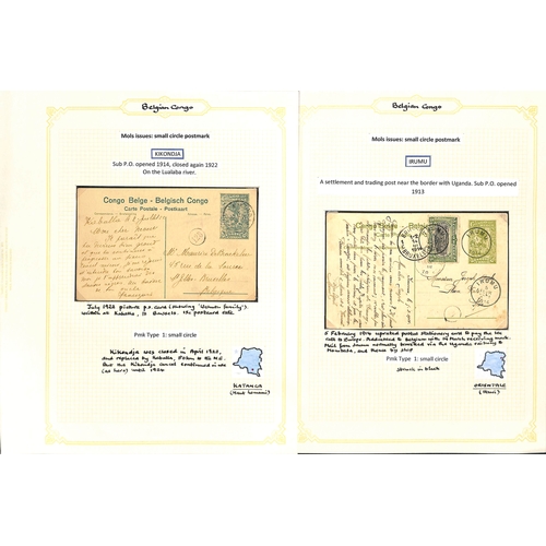 937 - 1909-22 Covers and cards with 'Congo Belge' overprints or Mols issues, the study of the cancellation... 