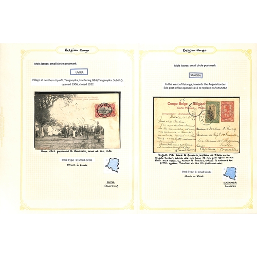 937 - 1909-22 Covers and cards with 'Congo Belge' overprints or Mols issues, the study of the cancellation... 