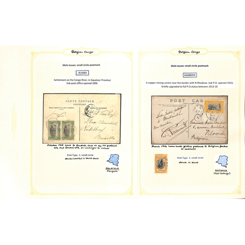 937 - 1909-22 Covers and cards with 'Congo Belge' overprints or Mols issues, the study of the cancellation... 