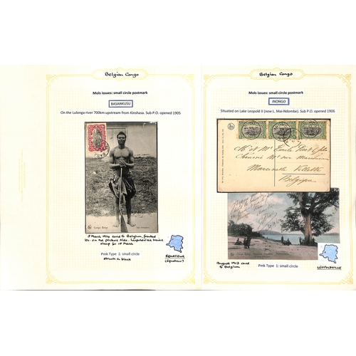 937 - 1909-22 Covers and cards with 'Congo Belge' overprints or Mols issues, the study of the cancellation... 