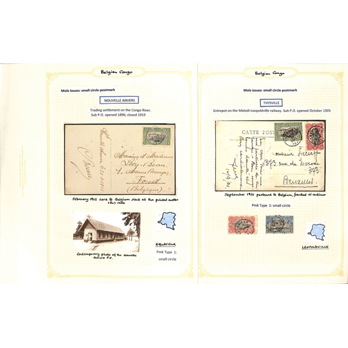 937 - 1909-22 Covers and cards with 'Congo Belge' overprints or Mols issues, the study of the cancellation... 