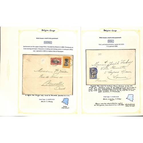 937 - 1909-22 Covers and cards with 'Congo Belge' overprints or Mols issues, the study of the cancellation... 