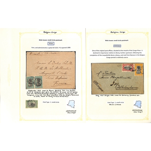 937 - 1909-22 Covers and cards with 'Congo Belge' overprints or Mols issues, the study of the cancellation... 