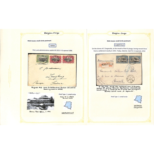 937 - 1909-22 Covers and cards with 'Congo Belge' overprints or Mols issues, the study of the cancellation... 