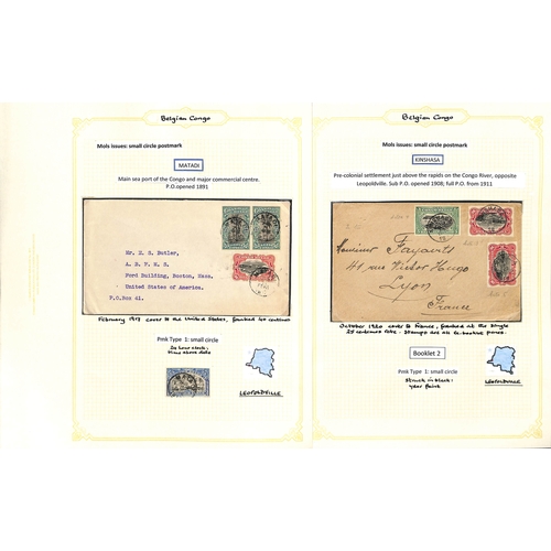 937 - 1909-22 Covers and cards with 'Congo Belge' overprints or Mols issues, the study of the cancellation... 