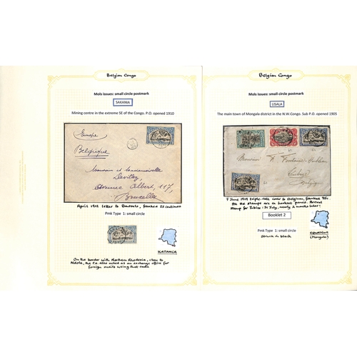 937 - 1909-22 Covers and cards with 'Congo Belge' overprints or Mols issues, the study of the cancellation... 