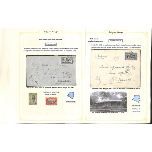 937 - 1909-22 Covers and cards with 'Congo Belge' overprints or Mols issues, the study of the cancellation... 