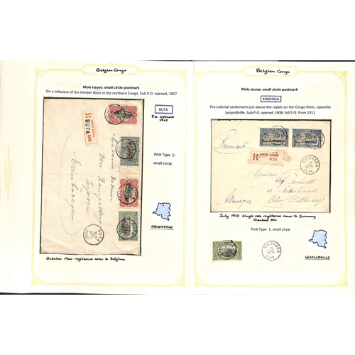 937 - 1909-22 Covers and cards with 'Congo Belge' overprints or Mols issues, the study of the cancellation... 