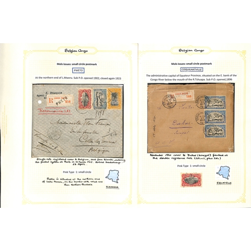 937 - 1909-22 Covers and cards with 'Congo Belge' overprints or Mols issues, the study of the cancellation... 